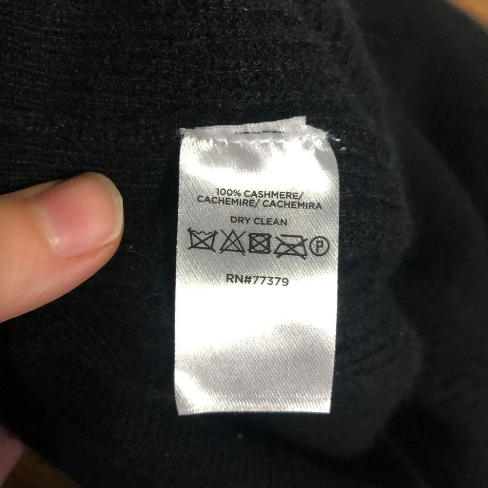Ann Taylor Womens Cashmere Ribbed Turtleneck Sweater‎ Size XS Black Luxury